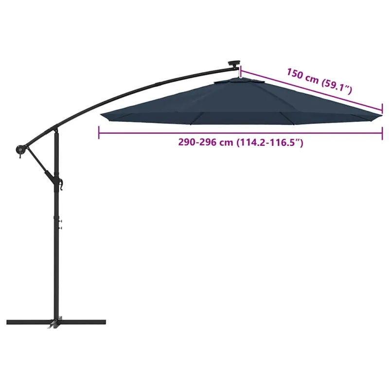Pakaitinis audinys gembiniam skėčiui, mėlynos spalvos, 300cm