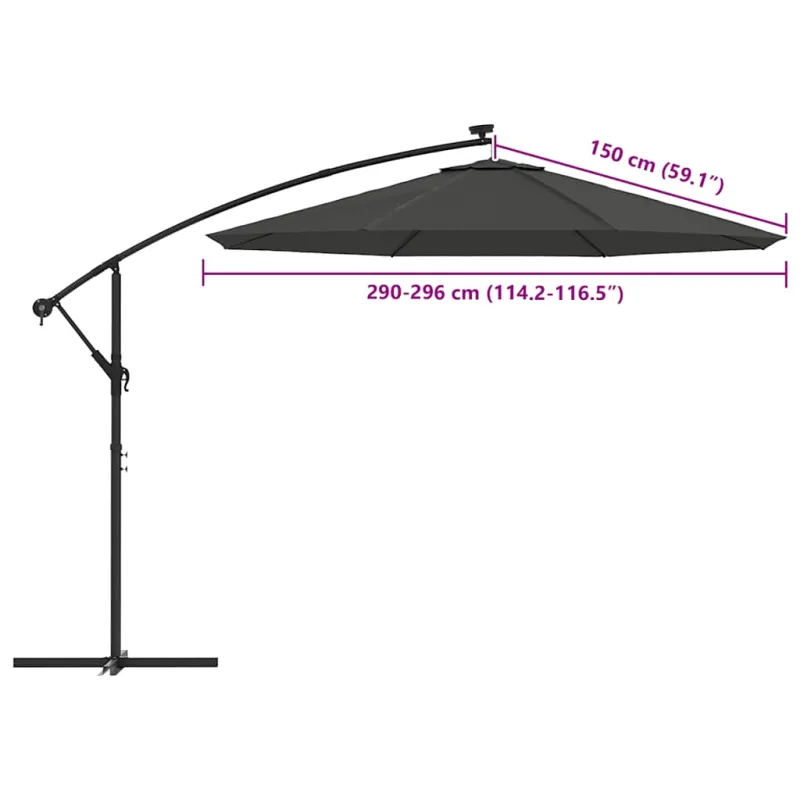 Pakaitinis audinys gembiniam skėčiui, antracito spalvos, 300cm