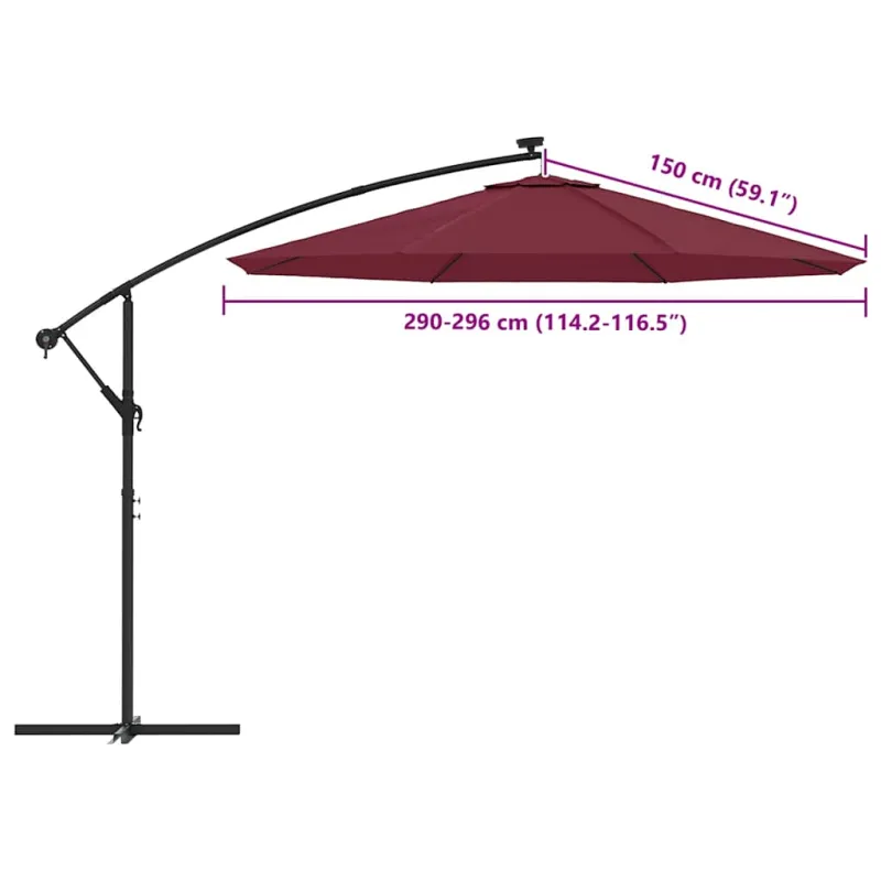 Pakaitinis audinys gembiniam skėčiui, vyšninės spalvos, 300cm