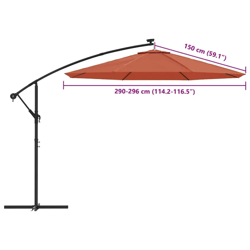 Pakaitinis audinys gembiniam skėčiui, terakota spalvos, 300cm