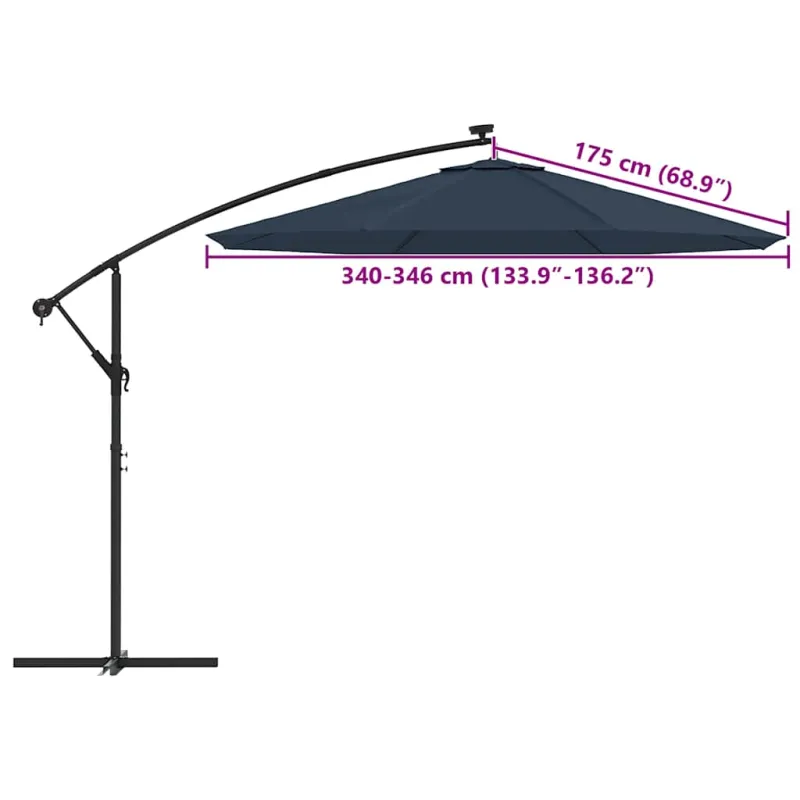 Pakaitinis audinys gembiniam skėčiui, mėlynos spalvos, 350cm