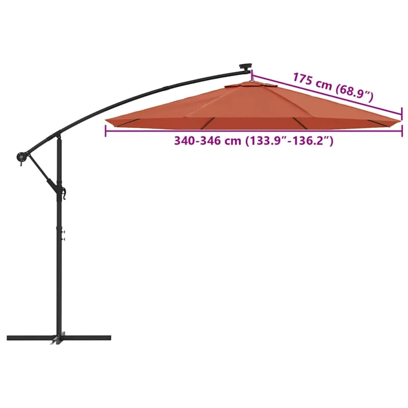 Pakaitinis audinys gembiniam skėčiui, terakota spalvos, 350cm