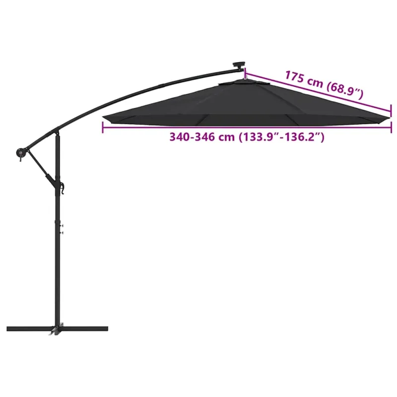 Pakaitinis audinys gembiniam skėčiui, juodos spalvos, 350cm