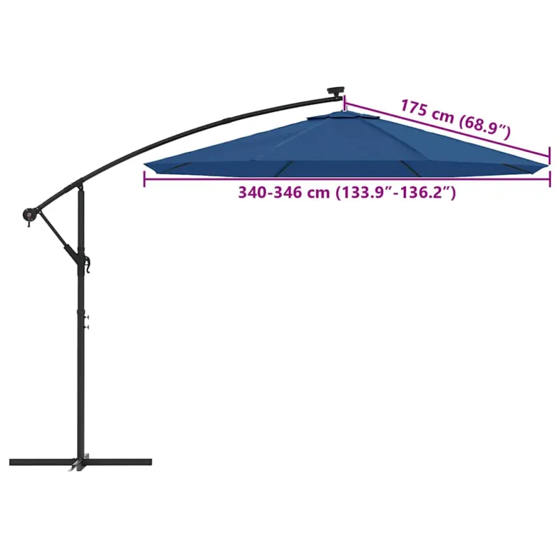 Pakaitinis audinys gembiniam skėčiui, mėlynos spalvos, 350cm