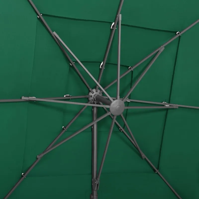 Sodo skėtis su aliuminio stulpu, žalias, 250x250cm, 4 aukščių