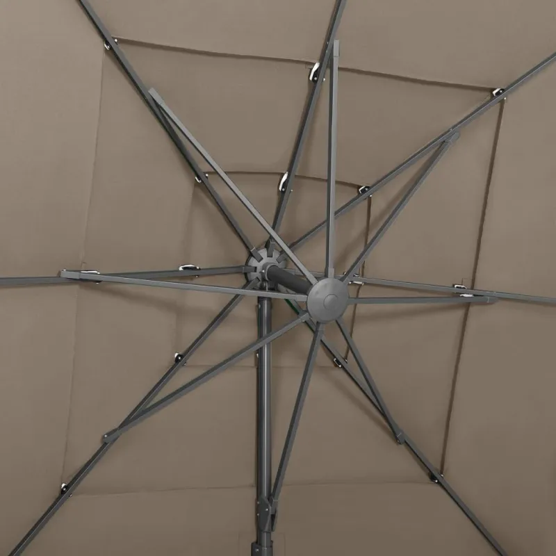 Sodo skėtis su aliuminio stulpu, taupe, 250x250cm, 4 aukščių