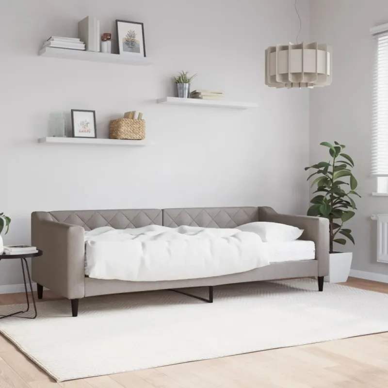 Lova su čiužiniu, taupe spalvos, 80x200cm, audinys