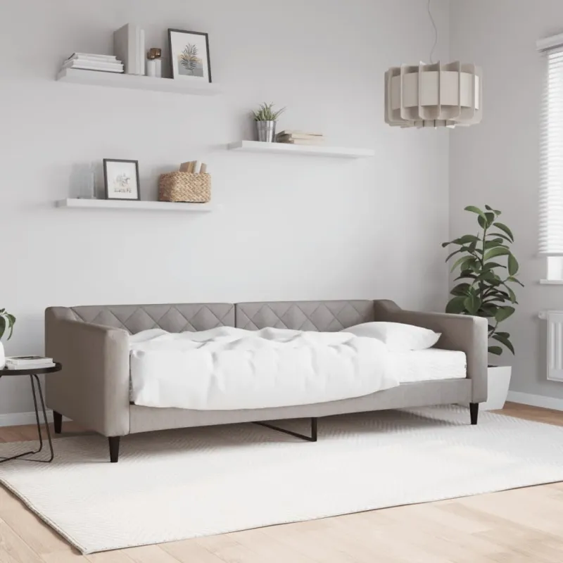 Lova su čiužiniu, taupe spalvos, 90x200cm, audinys