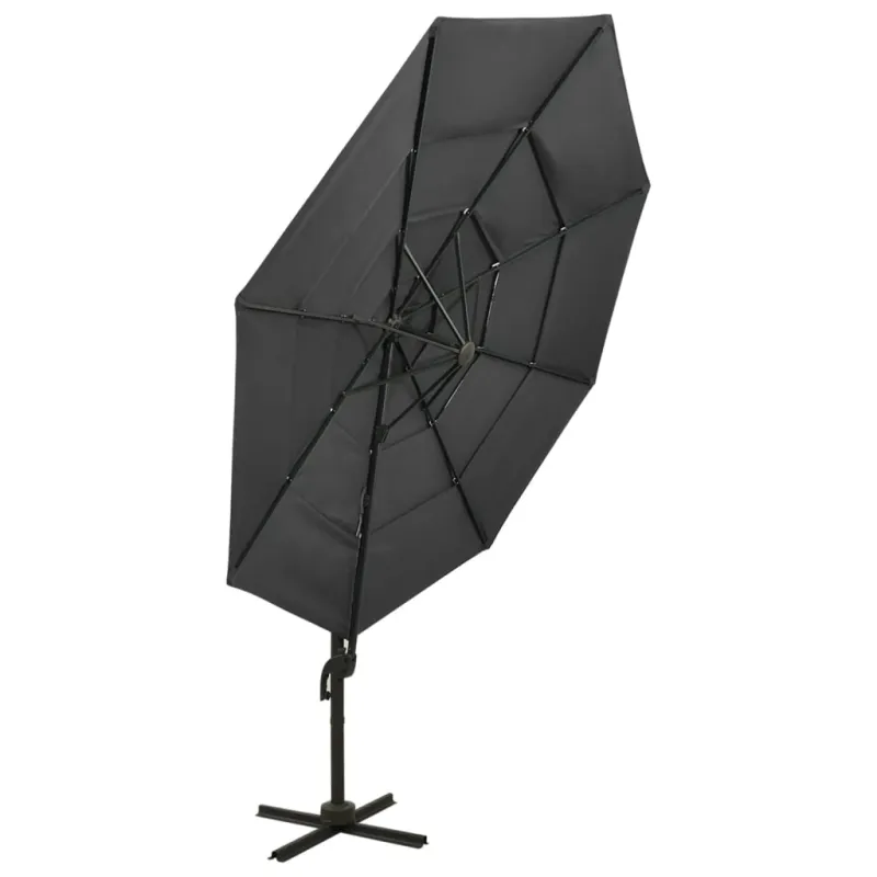 Sodo skėtis su aliuminio stulpu, antracito, 3x3m, 4 aukščių