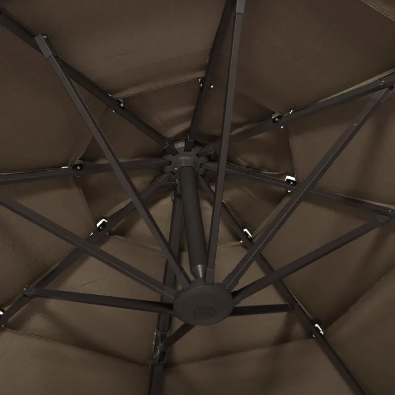 Sodo skėtis su aliuminio stulpu, taupe, 3x3m, 4 aukščių