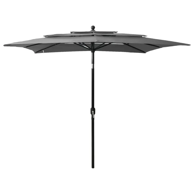 Sodo skėtis su aliuminio stulpu, antracito, 2,5x2,5m, 3 aukščių