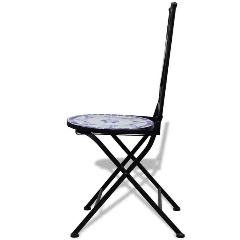 Bistrokalustekokoonpano, 3D, sininen ja valkoinen, keraamiset laatat