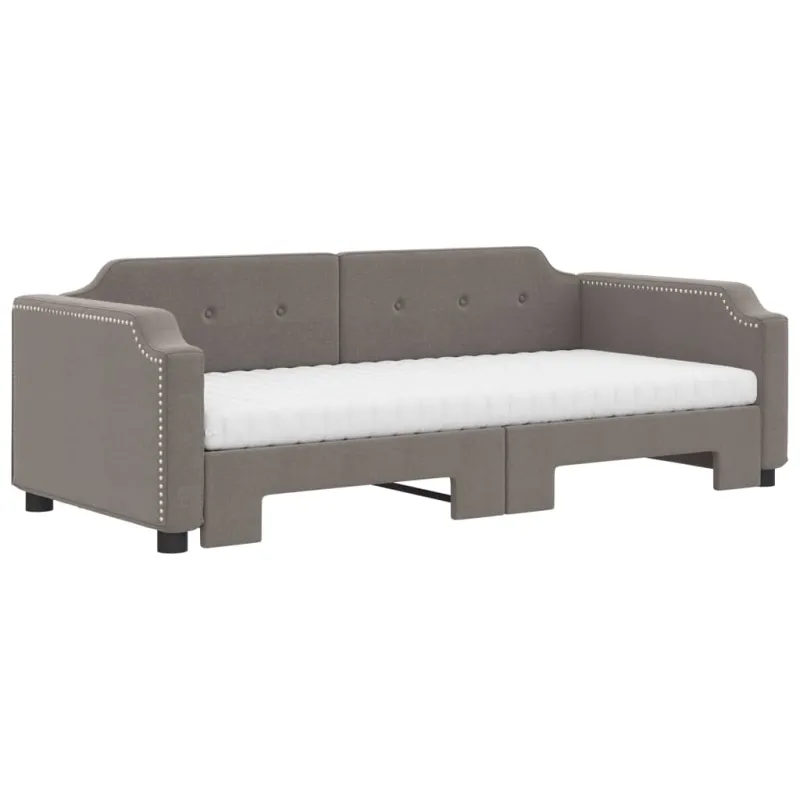 Lova su ištraukiama dalimi/čiužiniu, taupe, 80x200cm, audinys
