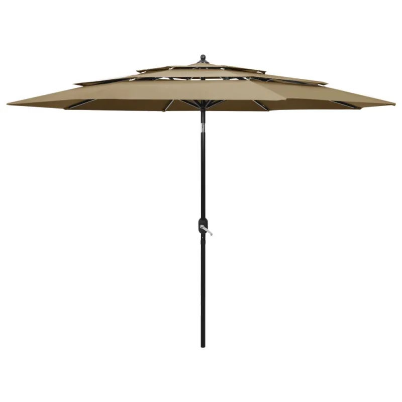 Sodo skėtis su aliuminio stulpu, taupe spalvos, 3m, 3 aukščių