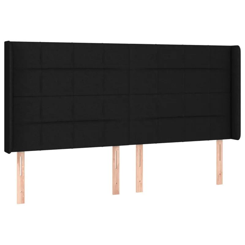 Lova su spyruoklėmis/čiužiniu/LED, juoda, 160x200 cm, audinys