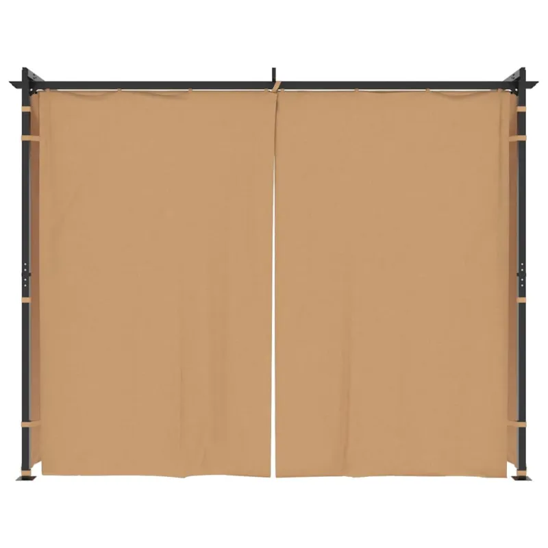 Pavėsinė su užuolaidomis, taupe spalvos, 3x3m, plienas