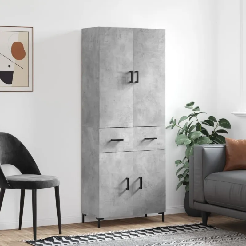 Komoda, betono pilkos spalvos, 69,5x34x180cm, apdirbta mediena