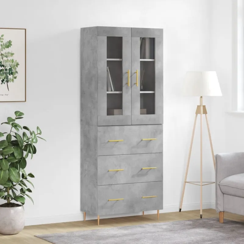 Komoda, betono pilkos spalvos, 69,5x34x180cm, apdirbta mediena