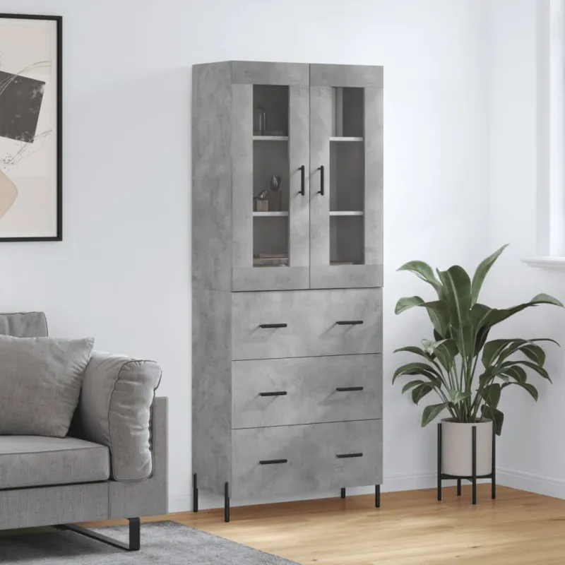Komoda, betono pilkos spalvos, 69,5x34x180cm, apdirbta mediena