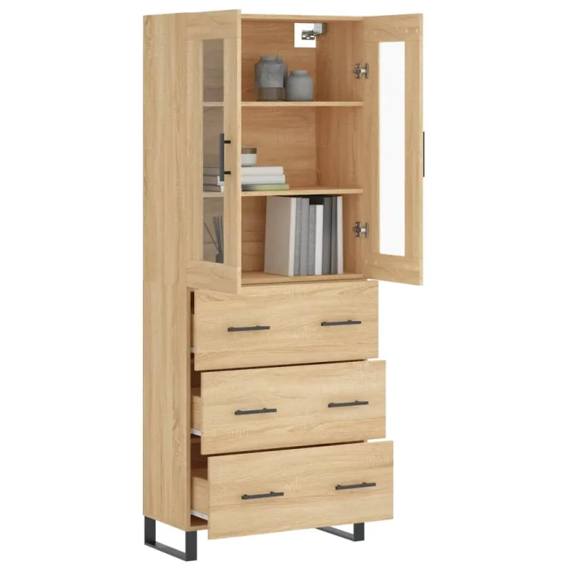 Komoda, sonoma ąžuolo spalvos, 69,5x34x180cm, apdirbta mediena