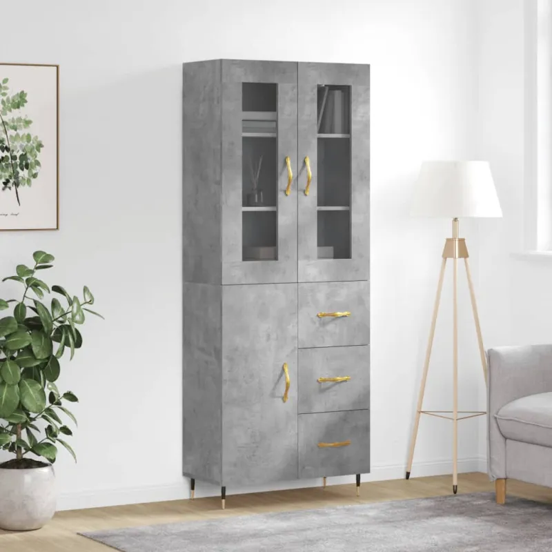 Komoda, betono pilkos spalvos, 69,5x34x180cm, apdirbta mediena