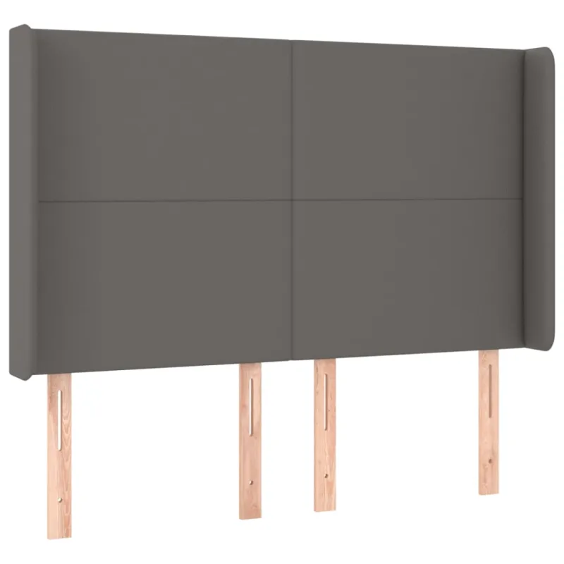 Lova su spyruoklėmis/čiužiniu/LED, pilka 140x190cm dirbtinė oda