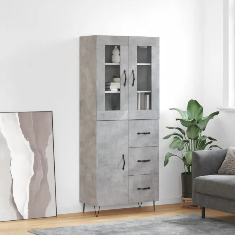Komoda, betono pilkos spalvos, 69,5x34x180cm, apdirbta mediena
