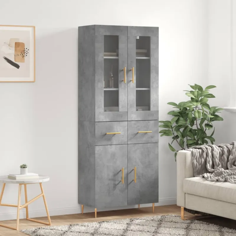 Komoda, betono pilkos spalvos, 69,5x34x180cm, apdirbta mediena