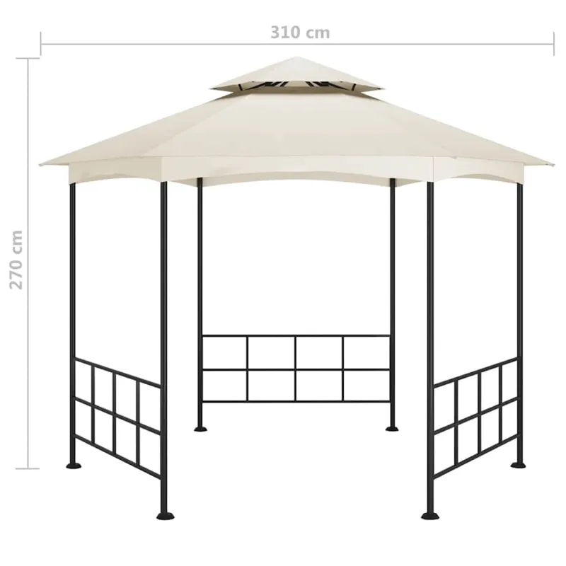 Išskleidžiama pavėsinė su šoninėmis sienomis, kreminė spalva, 3,1x2,7m