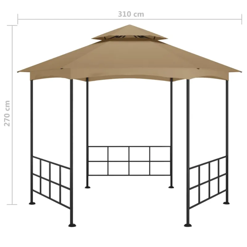 Išskleidžiama pavėsinė su šoninėmis sienomis, taupo spalva, 3,1x2,7m