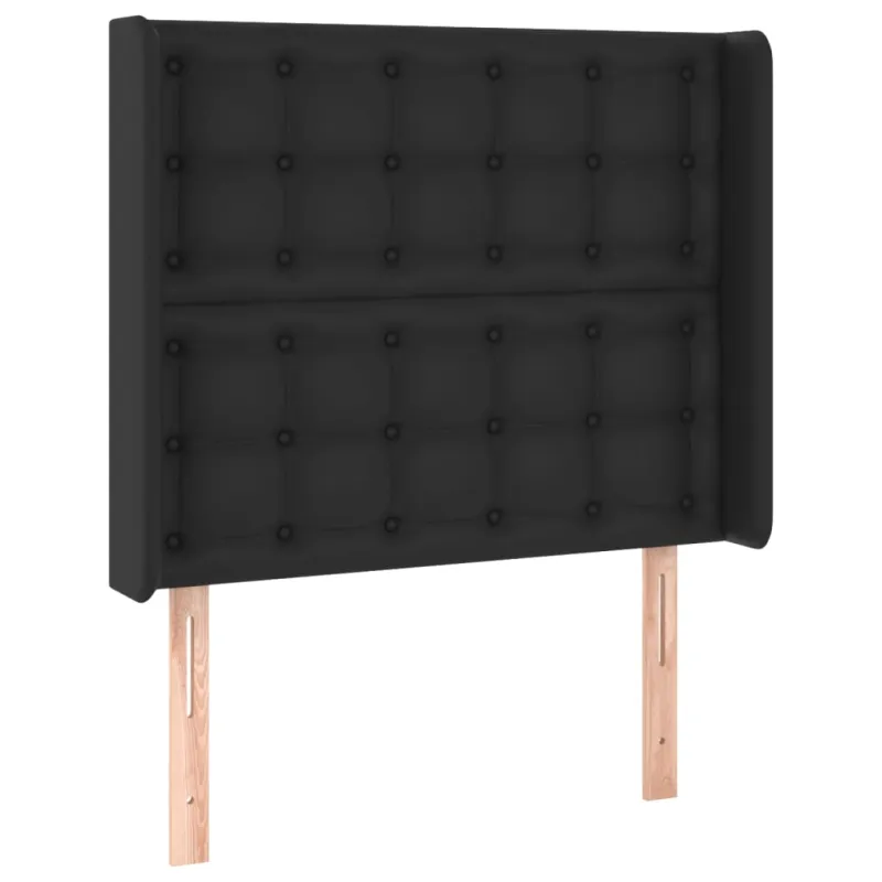 Lova su spyruoklėmis/čiužiniu/LED, juoda, 90x200cm dirbtinė oda