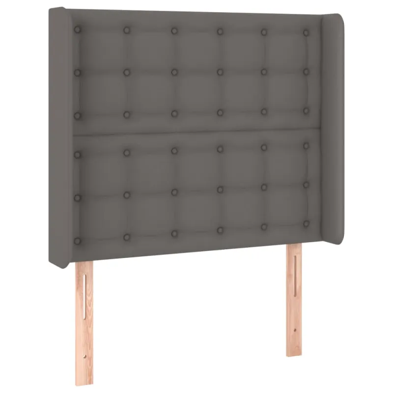 Lova su spyruoklėmis/čiužiniu/LED, pilka, 90x200cm dirbtinė oda