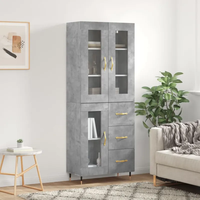 Komoda, betono pilkos spalvos, 69,5x34x180cm, apdirbta mediena