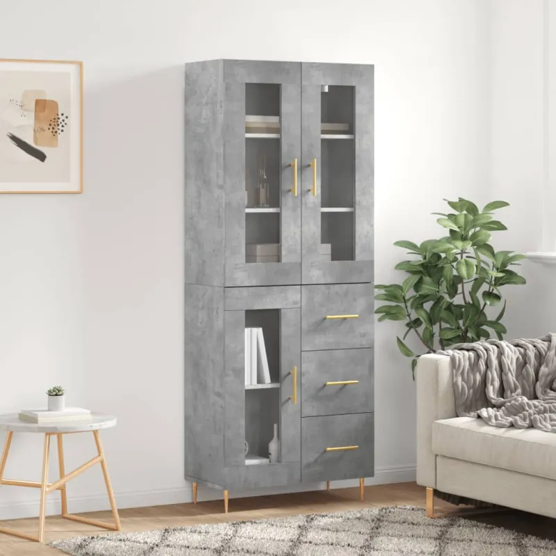 Komoda, betono pilkos spalvos, 69,5x34x180cm, apdirbta mediena