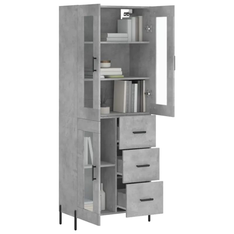 Komoda, betono pilkos spalvos, 69,5x34x180cm, apdirbta mediena