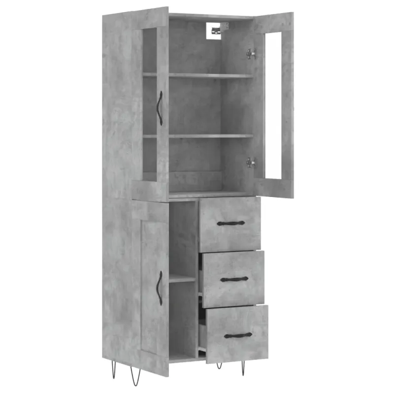 Komoda, betono pilkos spalvos, 69,5x34x180cm, apdirbta mediena