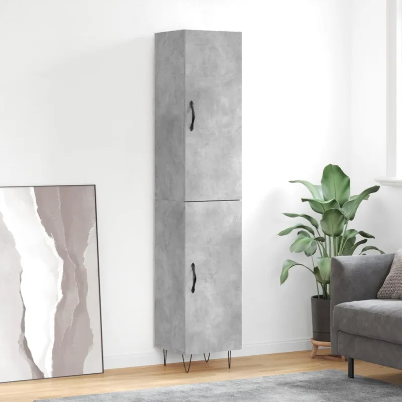 Komoda, betono pilkos spalvos, 34,5x34x180cm, apdirbta mediena