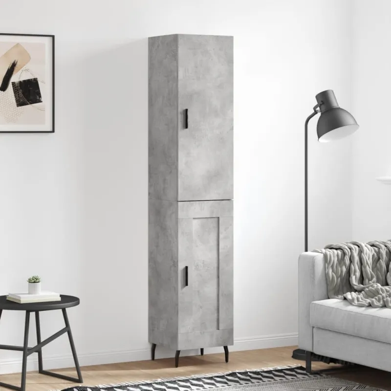 Komoda, betono pilkos spalvos, 34,5x34x180cm, apdirbta mediena