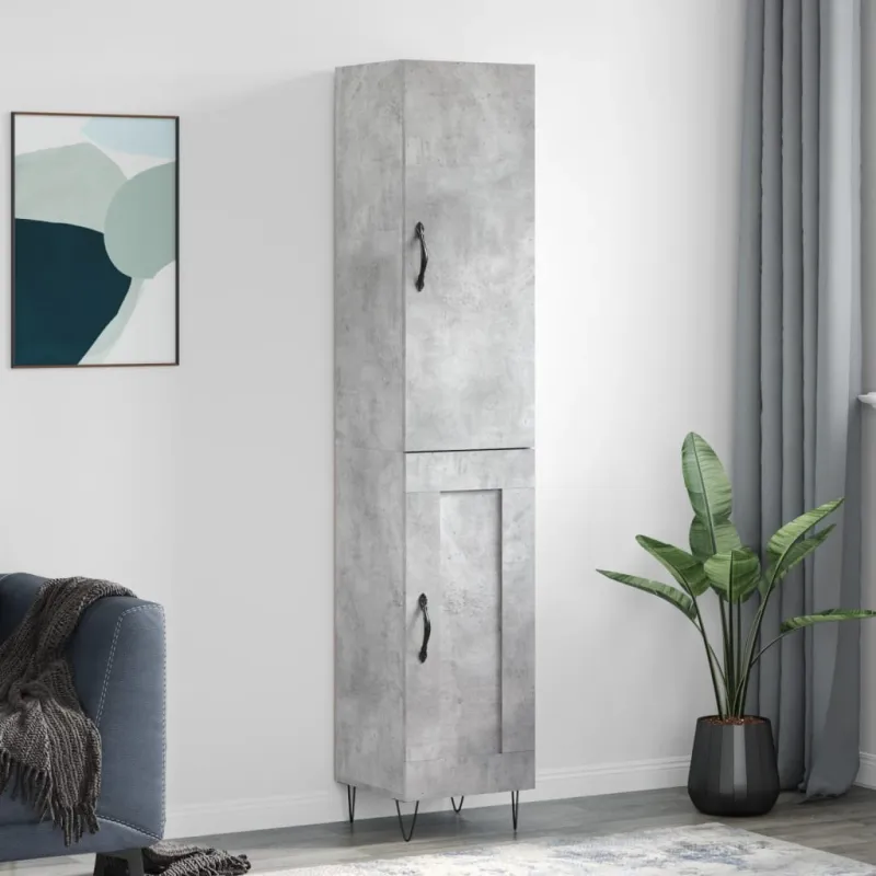 Komoda, betono pilkos spalvos, 34,5x34x180cm, apdirbta mediena