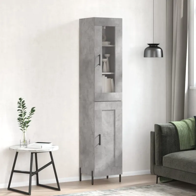 Komoda, betono pilkos spalvos, 34,5x34x180cm, apdirbta mediena
