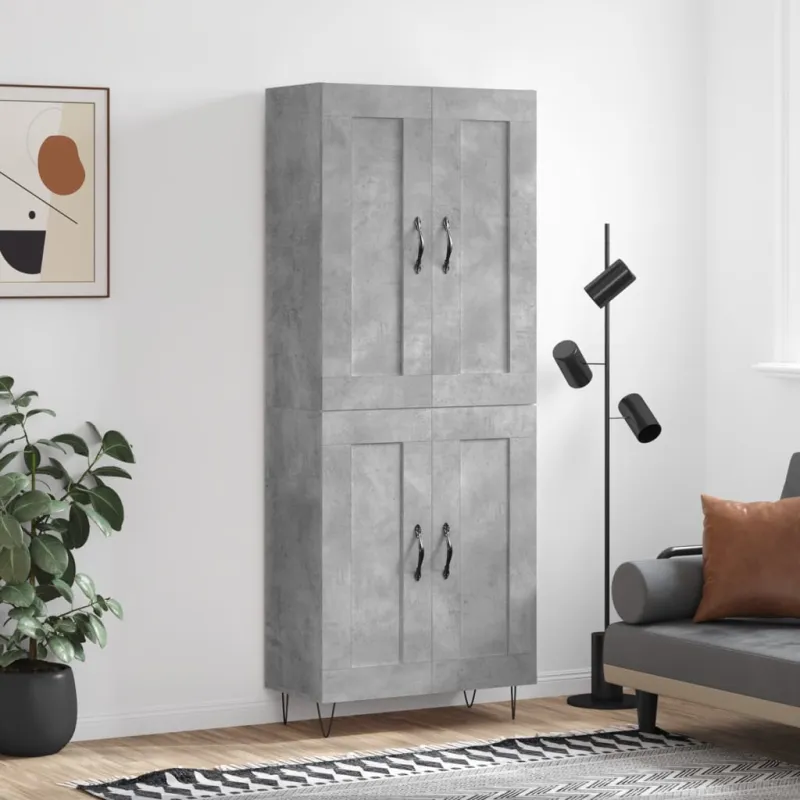 Komoda, betono pilkos spalvos, 69,5x34x180cm, apdirbta mediena
