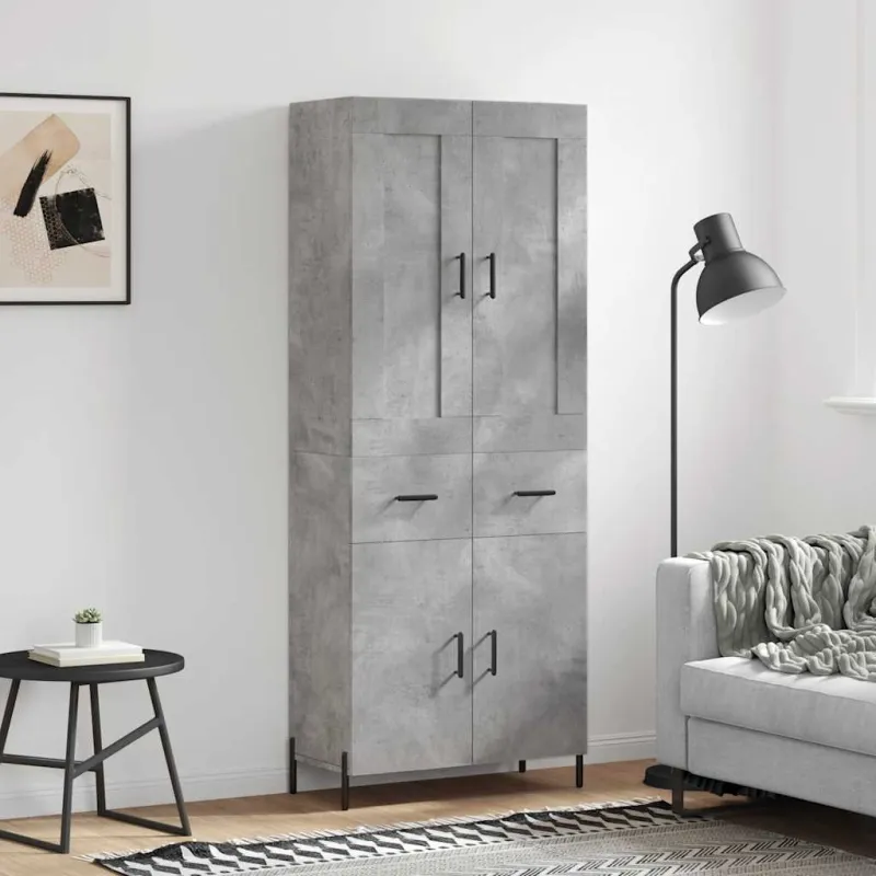 Komoda, betono pilkos spalvos, 69,5x34x180cm, apdirbta mediena