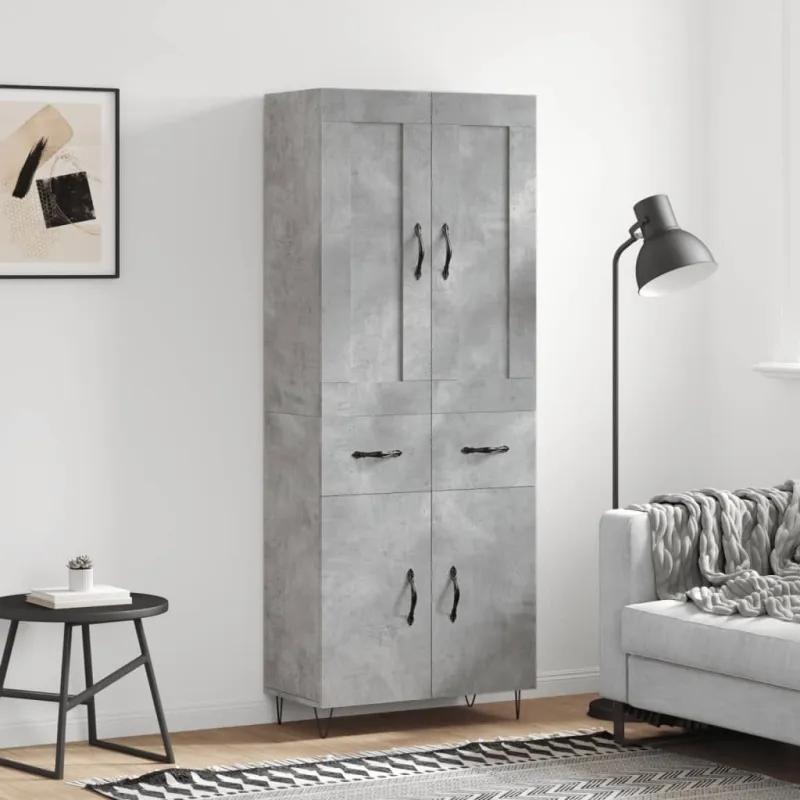 Komoda, betono pilkos spalvos, 69,5x34x180cm, apdirbta mediena