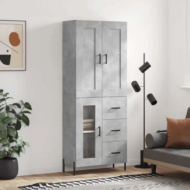 Komoda, betono pilkos spalvos, 69,5x34x180cm, apdirbta mediena