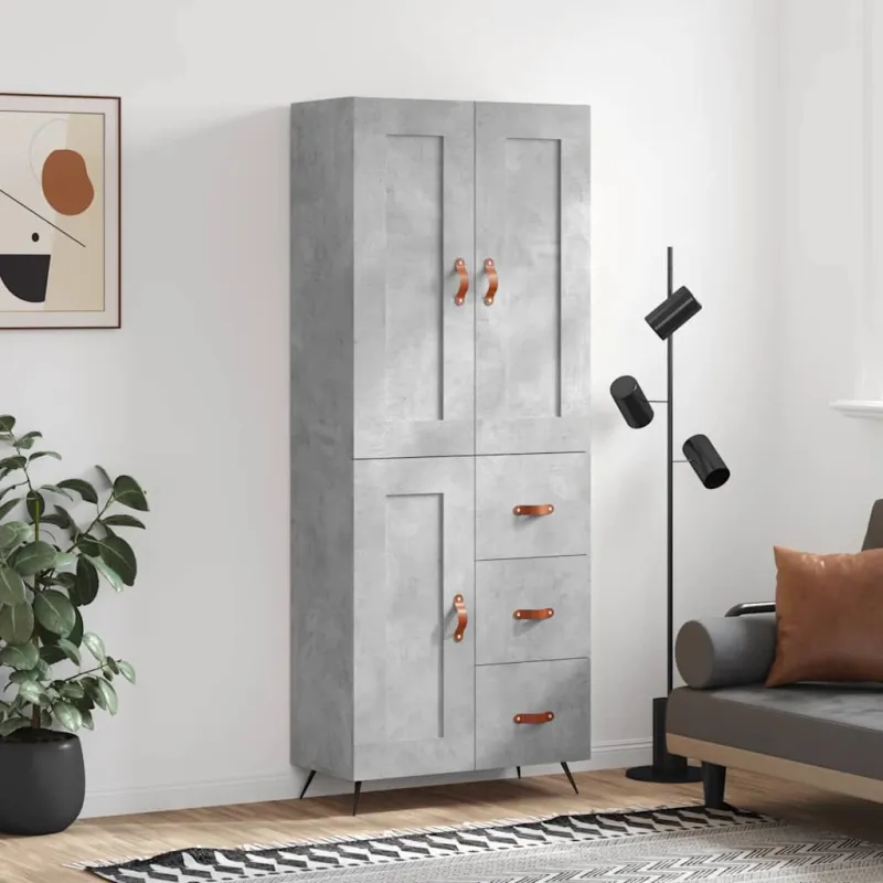 Komoda, betono pilkos spalvos, 69,5x34x180cm, apdirbta mediena