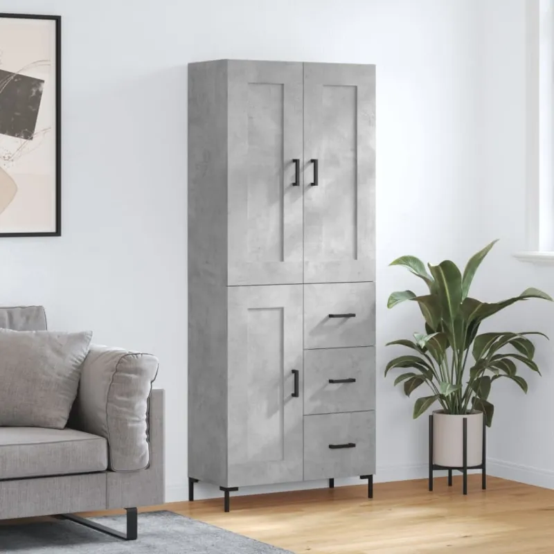Komoda, betono pilkos spalvos, 69,5x34x180cm, apdirbta mediena