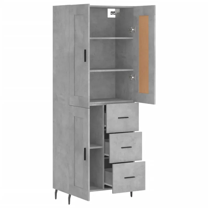 Komoda, betono pilkos spalvos, 69,5x34x180cm, apdirbta mediena