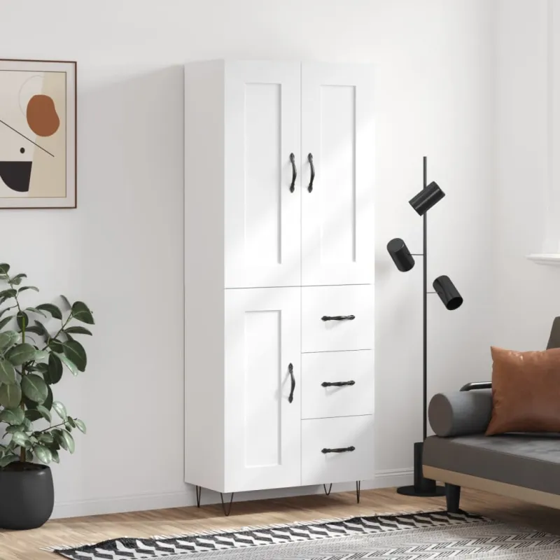 Komoda, baltos spalvos, 69,5x34x180cm, apdirbta mediena