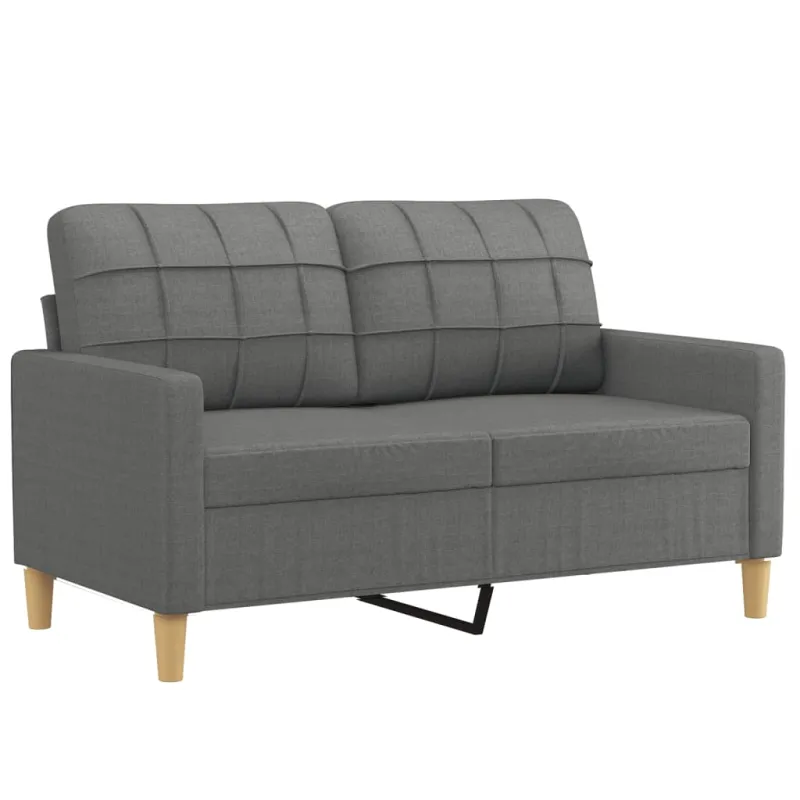 Dvivietė sofa su pagalvėlėmis, tamsiai pilka, 120cm, audinys