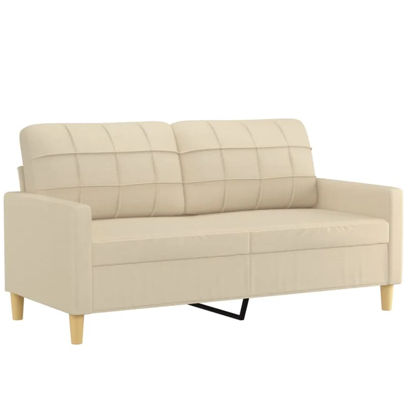 Dvivietė sofa su pagalvėlėmis, kreminės spalvos, 140cm, audinys